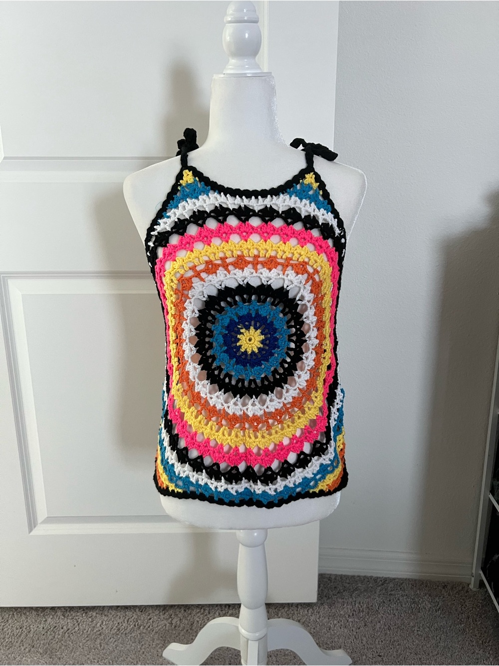 EUC Multicolor Crochet Tank Top Small